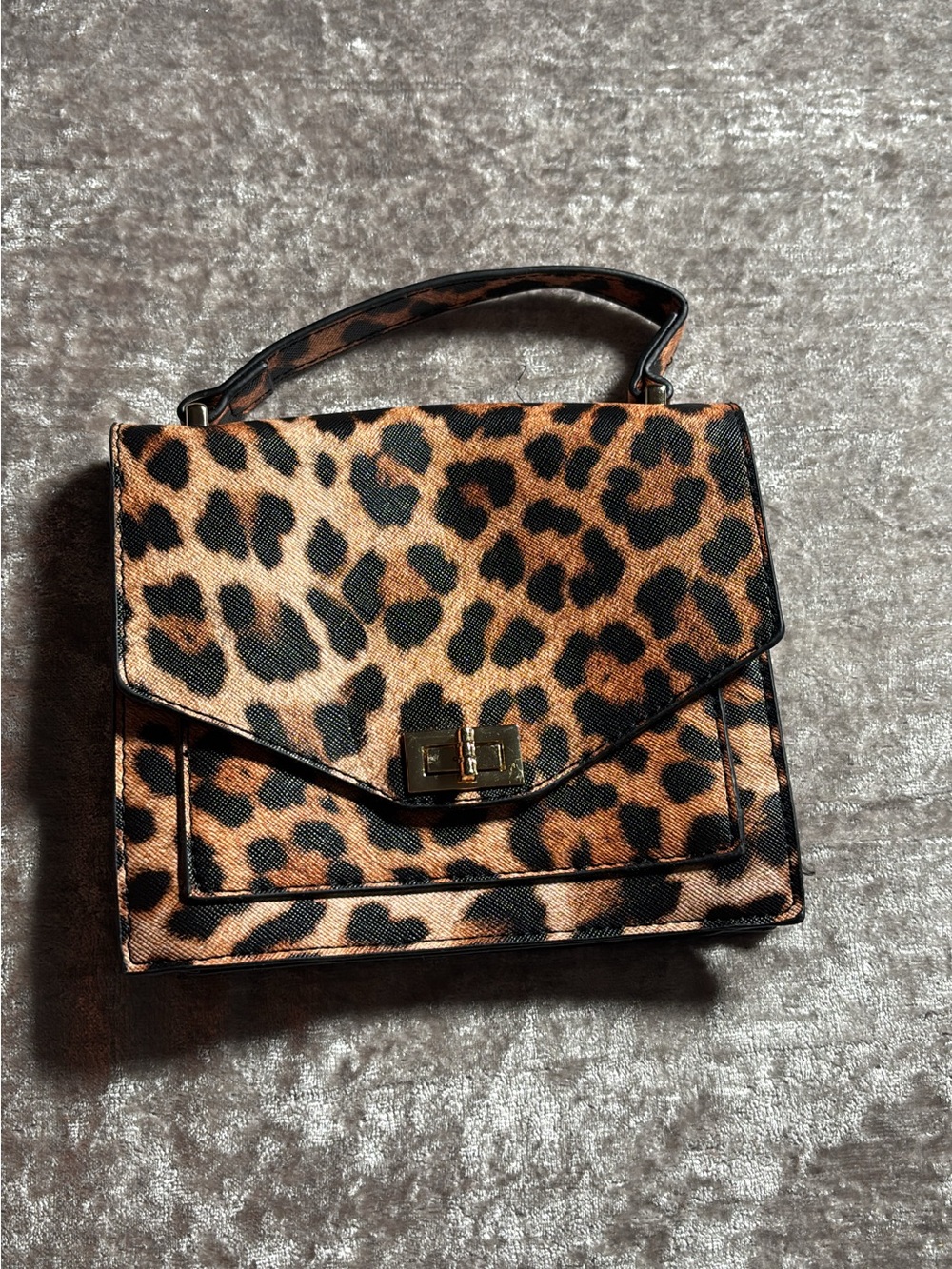 Leopard Print Top-Handle Women's Bag - Brown